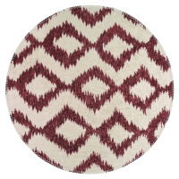 Vínovo-biely umývateľný okrúhly koberec ø 80 cm - Vitaus