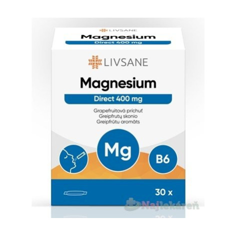 LIVSANE Magnézium Direct 400 mg prášok vo vrecúškach, grapefruitová príchuť, 30 ks