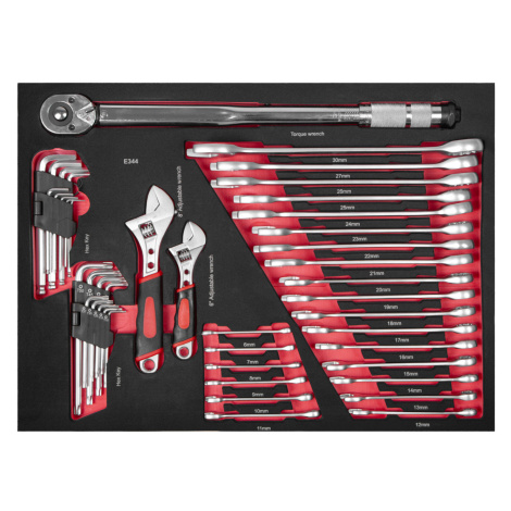 Sada očkoplochých kľúčov v penovej výplni + momentový kľúč 1/2", 44 ks AHProfi