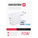 Sieťová nabíjačka Swissten GaN 2x USB-C + 1xUSB 70W, biela