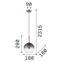 Závesné svietidlo Ideal Lux Empire Sfera, číre/dymovo sivé sklo