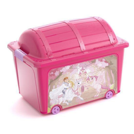 Box KIS W Box Princess, 50L, ružový, 39x57x43 cm, s vekom, s kolieskami