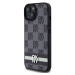 DKNY PU Leather Checkered Pattern and Stripe Zadný Kryt pre iPhone 15 Black