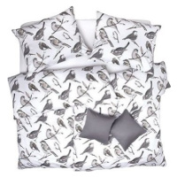 SCANquilt obliečky SATÉN DESIGN grey birds sivo-béžové