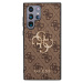 Guess PU 4G Metal Logo Zadný Kryt pre Samsung Galaxy S23 Ultra Brown