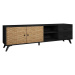 Čierny TV stolík v dekore exotického dreva 181x53 cm Hanoi - Marckeric