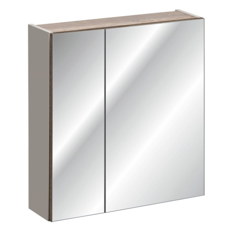 Závesná kúpeľňová skrinka so zrkadlom Santa Fe 84-60-A-2D sivá/taupe Comad