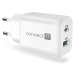 CONNECT IT Wanderer2 GaN nabíjací adaptér 1×USB-C + 1xUSB-A, 33W PD, BIELÝ