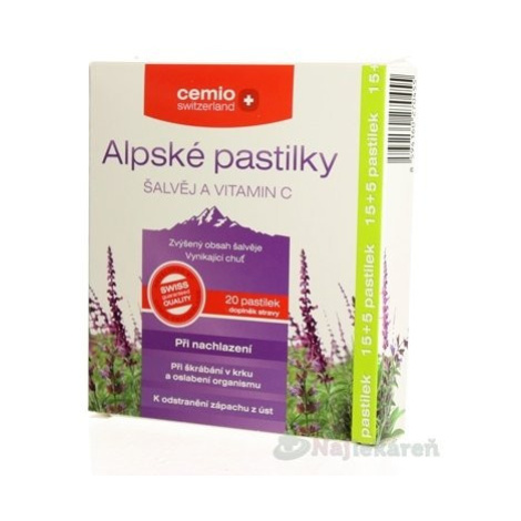 Cemio Alpské pastilky šalvěj a vitamin C pst.15+5