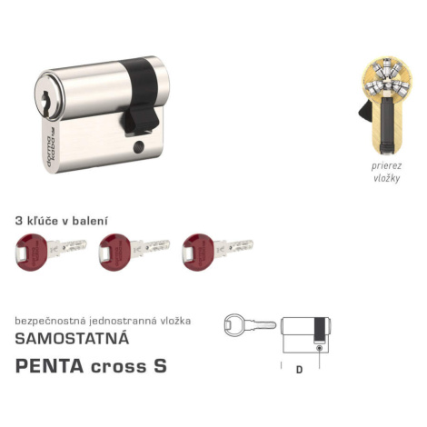 DK - PENTA cross S polvložka NIM - nikel matný 30 mm