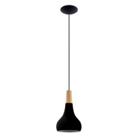 Sconto Závesné svietidlo SABINAR čierny kov/svetlé drevo, priemer 18 cm
