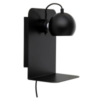 FRANDSEN - Nástenná lampa Ball s USB, matná čierna