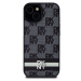 DKNY PU Leather Checkered Pattern and Stripe Zadný Kryt pre iPhone 15 Black