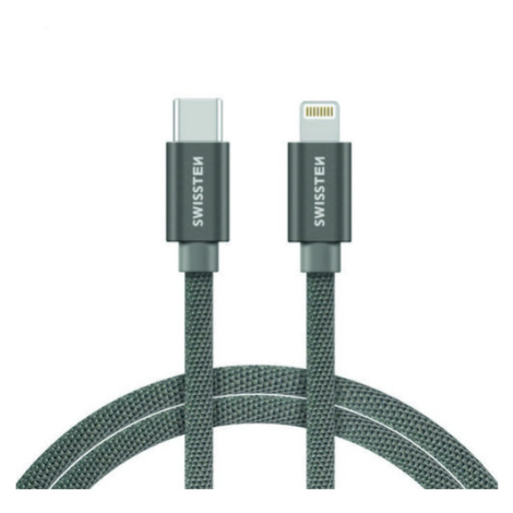 SWISSTEN Kábel USB-C Lightning textilný 2 m 3A, strieborná