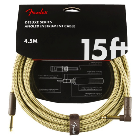 Fender Deluxe Series 15' Instrument Cable Tweed Angled