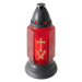Nexos 85948 Sklenený kahanec , červený + zlatý kríž, 22 cm, 3 ks