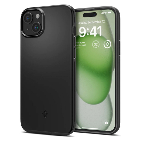 Apple iPhone 15 Plus, Plastový zadný kryt, Spigen Thin Fit, čierny