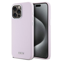 DKNY Liquid Silicone Silver Metal Logo Magsafe Zadný Kryt pre iPhone 15 Pro Max Pink