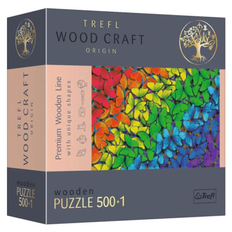 Trefl Drevené puzzle 501 - Dúhové motýle