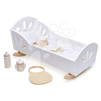 Drevená kolíska Labuť Sweet Dreams Dolly Bed Tender Leaf Toys pre 36 cm bábiku s textilným vankú