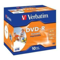 VERBATIM DVD-R (balenie 10 ks)Tlačiteľné/16x/4.7 GB/šperk