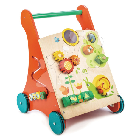 Drevené chodítko záhrada Baby Activity Walker Tender Leaf Toys s rôznymi funkciami a kockami od 