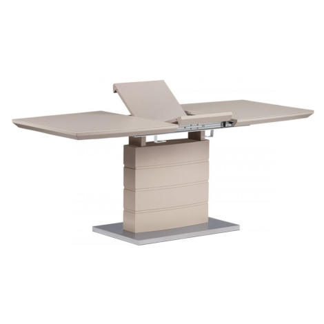 AUTRONIC HT-440 CAP rozkladací jedálenský stôl 140+40x80x76cm, farba cappucino/lesk, biele sklo/