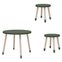 Sada Drevený stôl a 2 stoličky Flexa tmavozelená farba