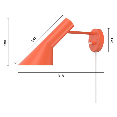 Dizajnové nástenné svietidlo Louis Poulsen AJ oranžové