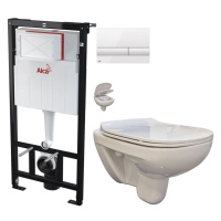 ALCADRAIN Sádromodul - predstenový inštalačný systém s bielym tlačidlom M1710 + WC bez oplachové