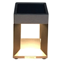 Solárna stolná LED Teckalu, čierna/svetlé drevo
