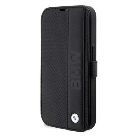 Púzdro BMW iPhone 14 Pro Max 6,7" black bookcase Leather Textured&Stripe (BMBKP14X22RDPK)