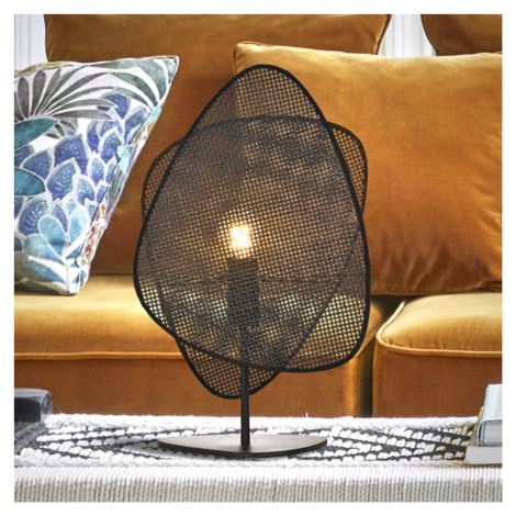 MARKET SET Stolová lampa Screen, čierna, ratan, výška 51 cm