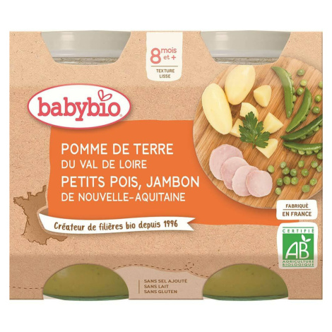 BABYBIO menu zemiaky a hrášok so šunkou 2x200 g