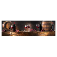 Obraz na plátne Panoráma, Wood & Wine Red, 158x46cm