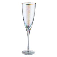 SMERALDA Pohár na šampanské so zlatým okrajom 250 ml
