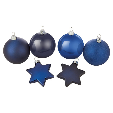 Súprava vianočných gulí, tmavo modrá, pr. 6cm, 50dielna