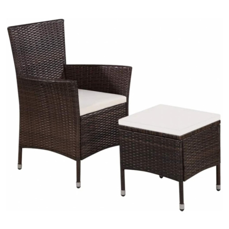 Záhradná stolička s taburetom polyratan Hnedá,Záhradná stolička s taburetom polyratan Hnedá vidaXL