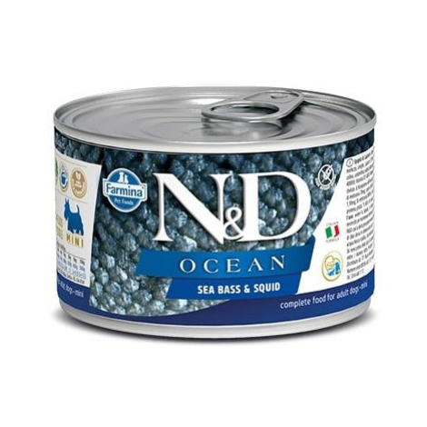 N&amp;D dog OCEAN konz. ADULT MINI sea bass/squid - 140g Natural&Delicious