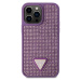 Guess Rhinestones Triangle Metal Logo Kryt pre iPhone 15 Pro Max Purple