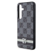 DKNY PU Leather Checkered Pattern and Stripe Zadný Kryt pre Samsung Galaxy S24+ Black