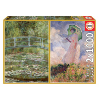 Puzzle Claude Monet - The Water-Lily Pond - Woman with Parasol Turned to the Left Educa 2x1000 d