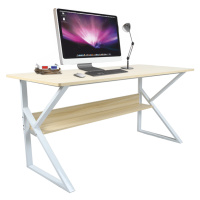 Písací stôl s policou, dub prírodný/biela, TARCAL 140