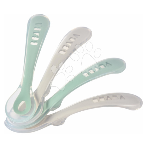 Ergonomické lyžičky 2nd Age Silicone Spoons Beaba Velvet Grey & Sage Green zo silikónu na samost