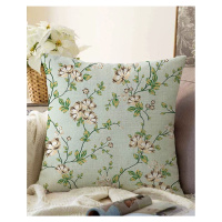 Zelená obliečka na vankúš s prímesou bavlny Minimalist Cushion Covers Blooming, 55 x 55 cm