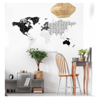 Čierno-sivá nálepka na stenu v podobe mapy sveta