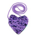 Kabelka srdca s flitrami meniacimi látková fialovej 12x11cm v sáčku