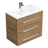 Kúpeľňová skrinka s umývadlom SAT Cube Way 80x71x46 cm Hickory dub CUBE46803DHMOD