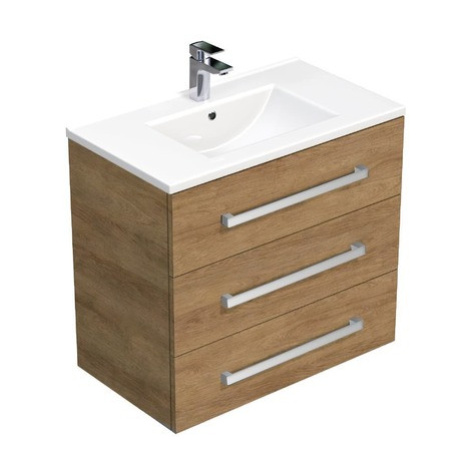 Kúpeľňová skrinka s umývadlom SAT Cube Way 80x71x46 cm Hickory dub CUBE46803DHMOD