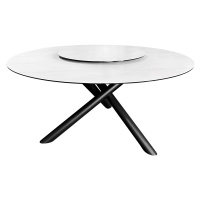 Estila Dizajnový okrúhly jedálenský stôl Siam s bielou mramorovou vrchnou doskou s otočným tanie